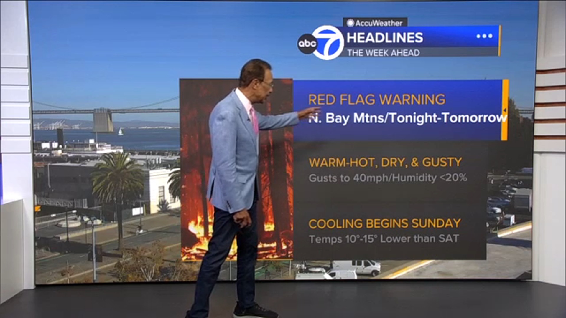 AccuWeather Forecast: Wind gusts, low humidity trigger high fire danger in Bay Area
       — ABC 7 Bay Area